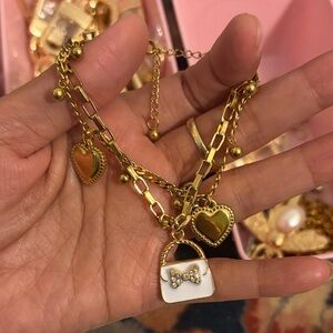 Gold Heart Charm Bracelet